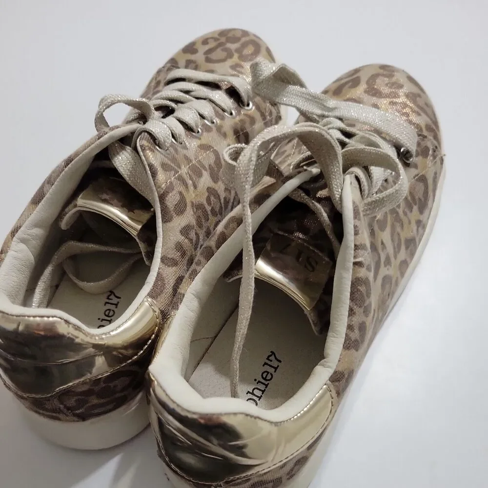Sophie17 Shoes Girls 4 Leapord Brown Sneaker Classic Lace Up Low Top Flat Animal